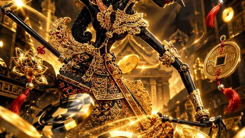 Wayang kulit emas sebagai simbol peluang yang tersirat di balik angka pasar