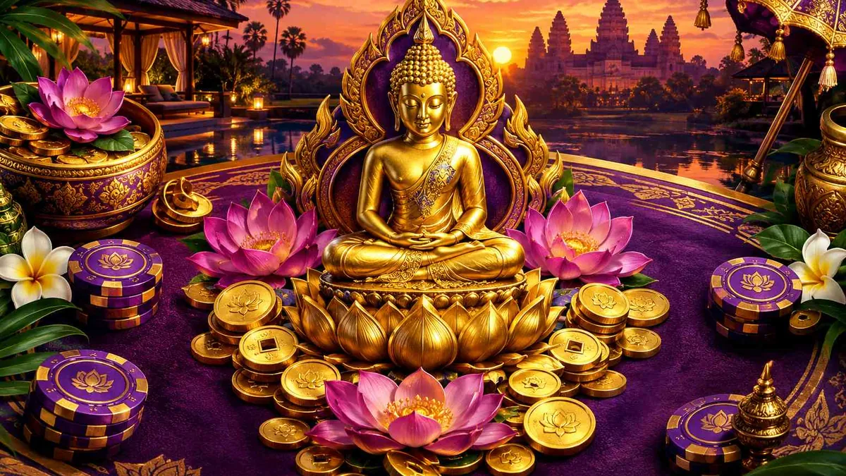 Patung buddha emas bergaya ilustrasi melambangkan kamus istilah pasar spesial yang otoritatif